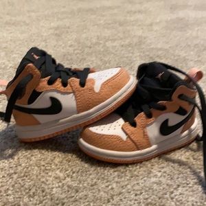 Baby girls retro 1 Jordan’s. Pink and grey. Size 5C (infant). Like new!